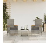 Set comedor de jardín 3 piezas | conjunto de jardín | muebles de jardín con cojines ratán sintético gris cfw583580
