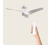 Techbrey ventilador de techo silencioso eubea 132cm motor dc sin luz, controlador de pared + mando