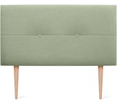 Dhome cabecero de lino natural con botones y patas de madera cabezal tapizado cama dormitorio moderno top trending (verde, 105cm)