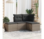 Set de sofás de jardín 4 piezas | conjunto de jardín de ocio | set de comedor de jardín y cojines ratán sintético gris cfw856028