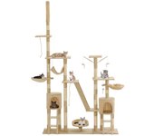 Rascador para gatos con nicho, animal de peluche de sisal, 230-250 cm, beige 3702048