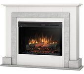 Alva - chimenea eléctrica independiente con calefacción por suelo radiante led - 26' - blanco mate / cemento - 91 x 118 x 28.5
