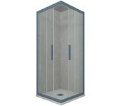 Mampara de ducha angular deslizante 70x75 cm de pvc azul marino h 200 vidrio transparente mod. kolors
