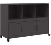 Aparador | aparador de comedor | armario de cocina de acero laminado en frío negro 100,5x39x72 cm cfw34157