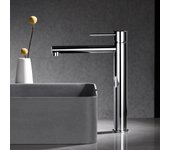 Imex - grifo monomando lavabo caño alto | grifo baño mezclador agua fria y caliente | serie milos stick | color cromado