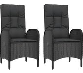 2 piezas sillas de jardín | silla de exterior | sillon jardín ratán sintético negro cfw599622