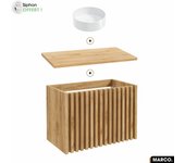 Conjunto bajo lavabo con lavabo sobre encimera - siphon free | marco | oak | 80 x 56 x 45 cm