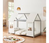 Cama para niños tostedt en forma de casita 90x200 cm - gris/blanco [en.casa]