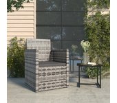 Sillón de jardín con cojín ratán sintético gris