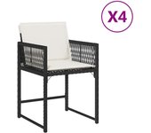 4 uds sillas de jardín | silla de exterior | sillon jardín con cojines ratán sintético negro cfw443976