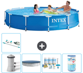 Paquete de piscina - intex - alrededor - 366x366x76 cm + accesorios a1721