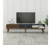 Mueble de televisión aquila, aparador de salón, mueble bajo para tv, base de pared equipada, 180x35h40 cm, nogal y antracita