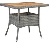 Mesa comedor para jardín ratán sintético madera de acacia gris