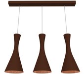 Lumicom | jaqueline lineare lámpara pendiente, 3x e27, max 42w, metal, corten marrón/hoja de cobre, l.90cm x h.45cm