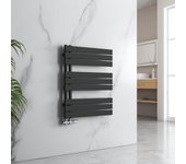 Emke panel plano secador de toallas de agua caliente, secador de toallas conexión lateral para, negro 752x600mm 479watts