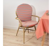 Cojín para silla de exterior modelo maglia raya naranja y agua 90x48x5 cm