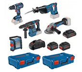 Kit 5 herramientas 18v + 3 baterías + cargador + 2 xl-boxx bosch - 0615990m2x