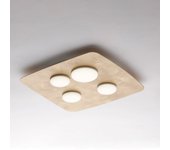 Lámpara de techo megan en metal lacado en blanco con decoración. difusores de oro antiguo y silicona con led integrado 4 luces h.5 ø45 bl243-pl4-oro