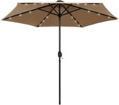Sombrilla con led y poste de aluminio 270 cm taupe