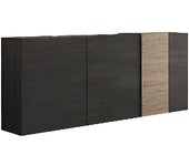 Aparador jerry, aparador de salón, aparador de cocina, fabricado en italia, 181 x 44 x 86 cm, pizarra y nogal.