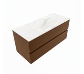 Mondiaz vica dlux 110cm mueble de baño color rust con 2 cajones. con lavabo cloud centro sin orificios color ostra