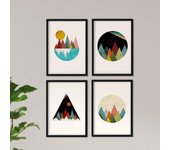 Láminas para enmarcar de montanas coloridas en geometrico posters creativos de la naturaleza láminas para decoracion o regalo papel de sin marco a4