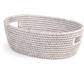 H&h cesta de ratán blanqueado con asas de forma ovalada cm 33x24x10