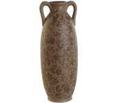 Jarrón home esprit marrón verde gres hoja de planta 13 x 13 x 35 cm