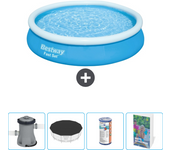 Paquete de piscina - bestway - alrededor - 366x366x76 cm + accesorios cb74