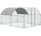 Gallinero de exterior pawhut acero galvanizado, acero, tela oxford plata 280x380x197 cm d51-321v01