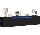 Maison exclusive - mueble de tv de pared con luz led negro 180x31x39,5 cm