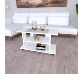 Mesa con ruedas madera fsc® mod. pilar. henor. 90x40x65.5 blanco.