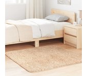 Alfombra de pelo largo beige navarra 120x120 cm poliéster