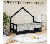 Maison exclusive - estructura cama infantil y cajones madera pino negro 80x160 cm