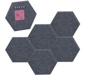 Relaxdays pack 6 tableros de fieltro hexagonales, fieltrogramas, pizarras anuncios, 26x30x0,9 cm, con chinchetas, gris