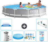 Paquete de piscina - intex - alrededor - 366x366x76 cm + accesorios a2143