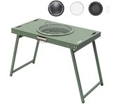 Mesa de picnic para acampar al aire libre, mesa de parrilla de carbón plegable multifuncional para patio de casa, mesa de metal, mesa portáti