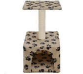 Rascador para gatos, juguete de peluche con nicho de sisal, 55 cm, estampado de huellas beige 3702074