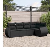 Conjunto de muebles de jardín vidaxl de 5 piezas con cojines negros de mimbre