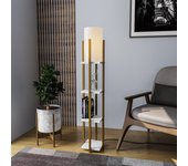 Lámpara de pie shelf lamp-8119 blanco oro metal tela 25x25x130 cm
