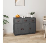 Aparador | aparador de comedor | armario de cocina de madera maciza de pino gris 100x40x75 cm cfw32039