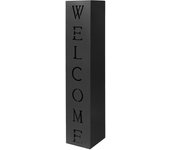 Columna negro decoración antorcha letrero metal entrada casa hogar welcome