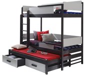 Litera henderson 114, litera con cama extra, gris, 90x190, 90x200, madera, somieres, 98x208x183cm