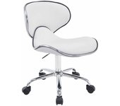 Taburete de trabajo con ruedas, regulable en altura y giratorio en metal sintético cromado blanco tabo10189