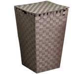 Cesta cuadrada de poliéster gris tórtola forrada cm33x33h53