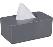 Relaxdays caja para pañuelos con tapa bambú, dispensador toallas papel, baño, moderno, 10x23x13cm, plástico, gris
