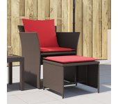 Maison exclusive - sillón de jardín con reposapiés ratán sintético marrón