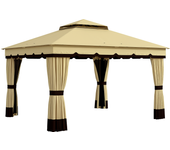 Cenador de jardín outsunny acero, poliéster beige 370x300x275 cm