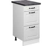 Vicco mueble bajo de cocina r-line, blanco casa de campo, 40 cm con cajones, et antracita