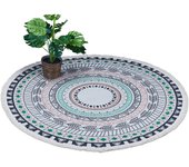 Relaxdays alfombra pasillo redonda, diseño de mandala, ø 120 cm, 100% algodón, antideslizante, con flecos, multicolor